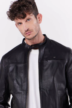 Campera Cuero Oveja Iguana Negro, foto 2 de 5