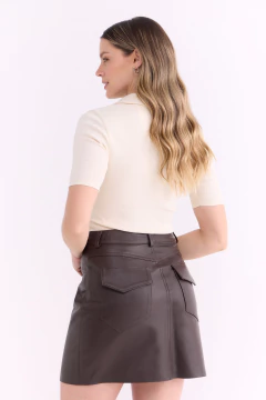Falda Corte Jeanero Gavial Chololate, foto 2 de 5