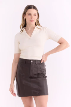 Falda Corte Jeanero Gavial Chololate, foto 4 de 5