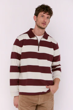 Buzo Cuello Polo Rayado Nashi Bordo, foto 1 de 5