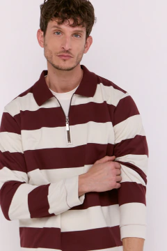 Buzo Cuello Polo Rayado Nashi Bordo, foto 2 de 5