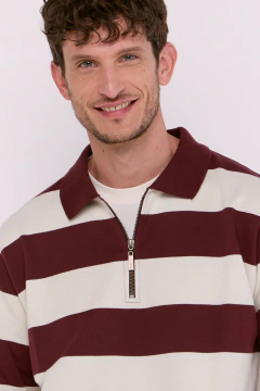 Buzo Cuello Polo Rayado Nashi Bordo, foto 4 de 5