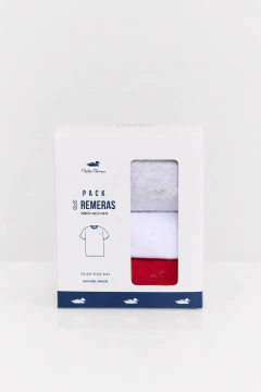 Pack x 3 Remeras Lisas Rojo Blanco Gris 164, foto 2 de 2