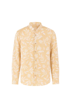 Camisa Corte Clasico Mao Lino Camel Hojas 922, foto 1 de 6