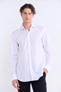 Camisa Manga Larga Pima con Textura corte Clásico Blanca, foto 2 de 5