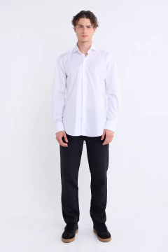 Camisa Manga Larga Pima con Textura corte Clásico Blanca, foto 4 de 5