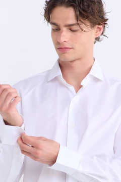 Camisa Manga Larga Pima con Textura corte Clásico Blanca, foto 1 de 5