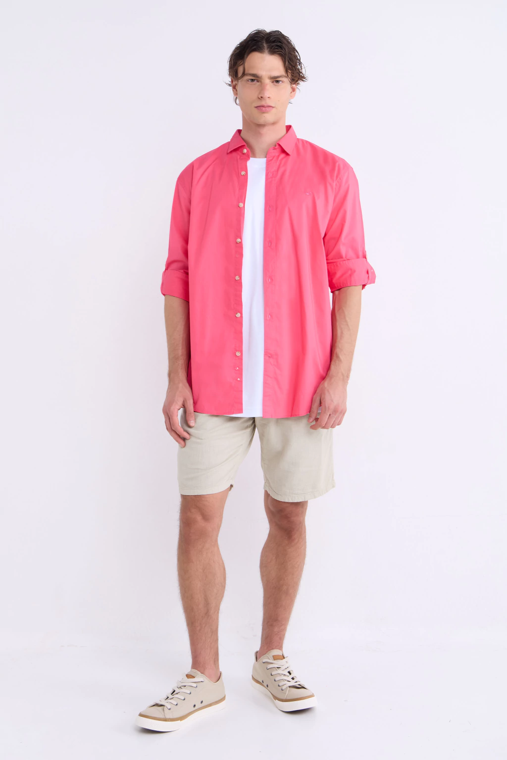 Camisa Poplin Lavada Paw Coral