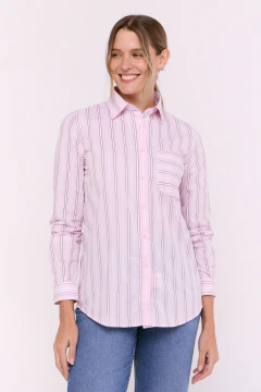 Camisa Manga Larga Mujer Rayas Rosa, foto 2 de 5