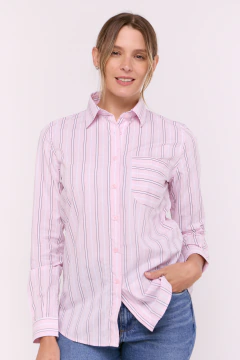 Camisa Manga Larga Mujer Rayas Rosa, foto 1 de 5