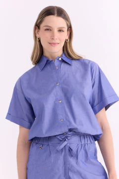 Camisa Hombros Caidos Shimmer Denim, foto 1 de 5
