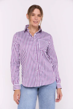 Camisa Manga Larga Mujer Rayas Morado, foto 2 de 5