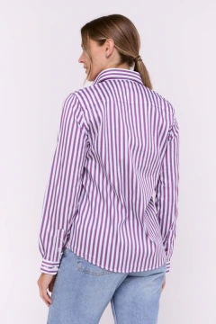 Camisa Manga Larga Mujer Rayas Morado, foto 3 de 5