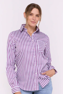 Camisa Manga Larga Mujer Rayas Morado, foto 1 de 5