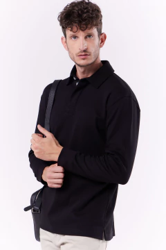 Chomba Manga Larga Interlock Pima Cocker Negro, foto 4 de 6