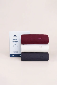 Pack X 3 Remera Jersey Lisa Bordo Crudo Gris 345, imagen 3
