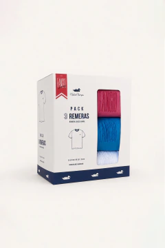 Pack x 3 Remera EDICIÓN FANGIO Lisa Azulino Rojo Blanco, foto 2 de 3