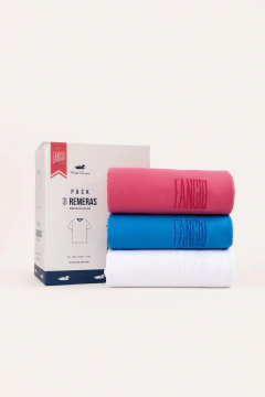 Pack x 3 Remera EDICIÓN FANGIO Lisa Azulino Rojo Blanco, foto 1 de 3