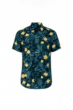 Camisa Manga Corta Fibrana Clasica Marino Flor Am, foto 1 de 5
