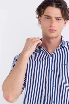 Camisa Corte Clásico Manga Corta Rayas Marino, foto 4 de 5