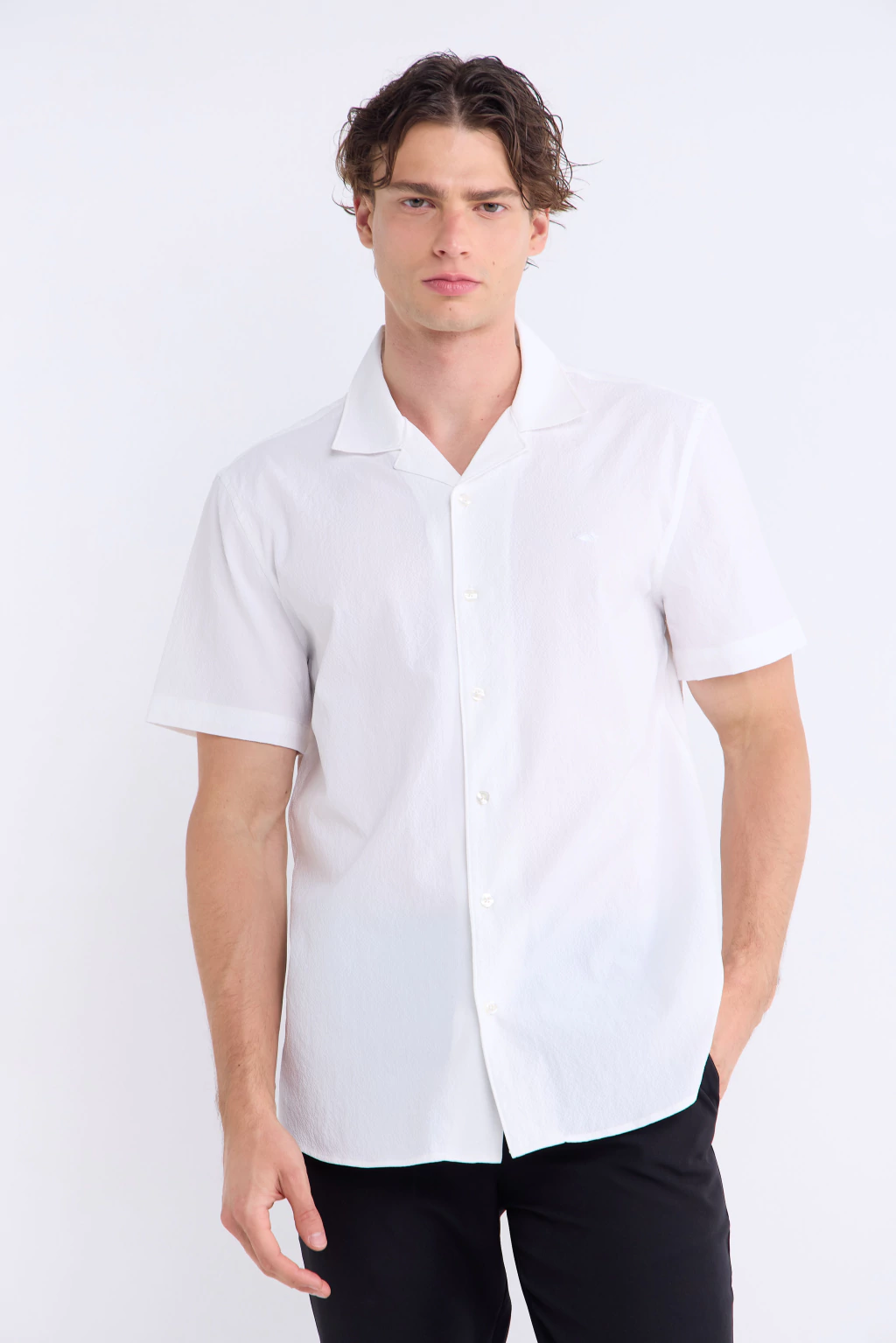 Camisa Manga Corta Cloqué Blanco