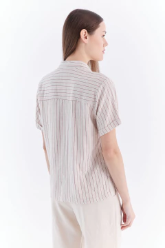 Camisa Lino Alicia Rayas Rojo, foto 4 de 5
