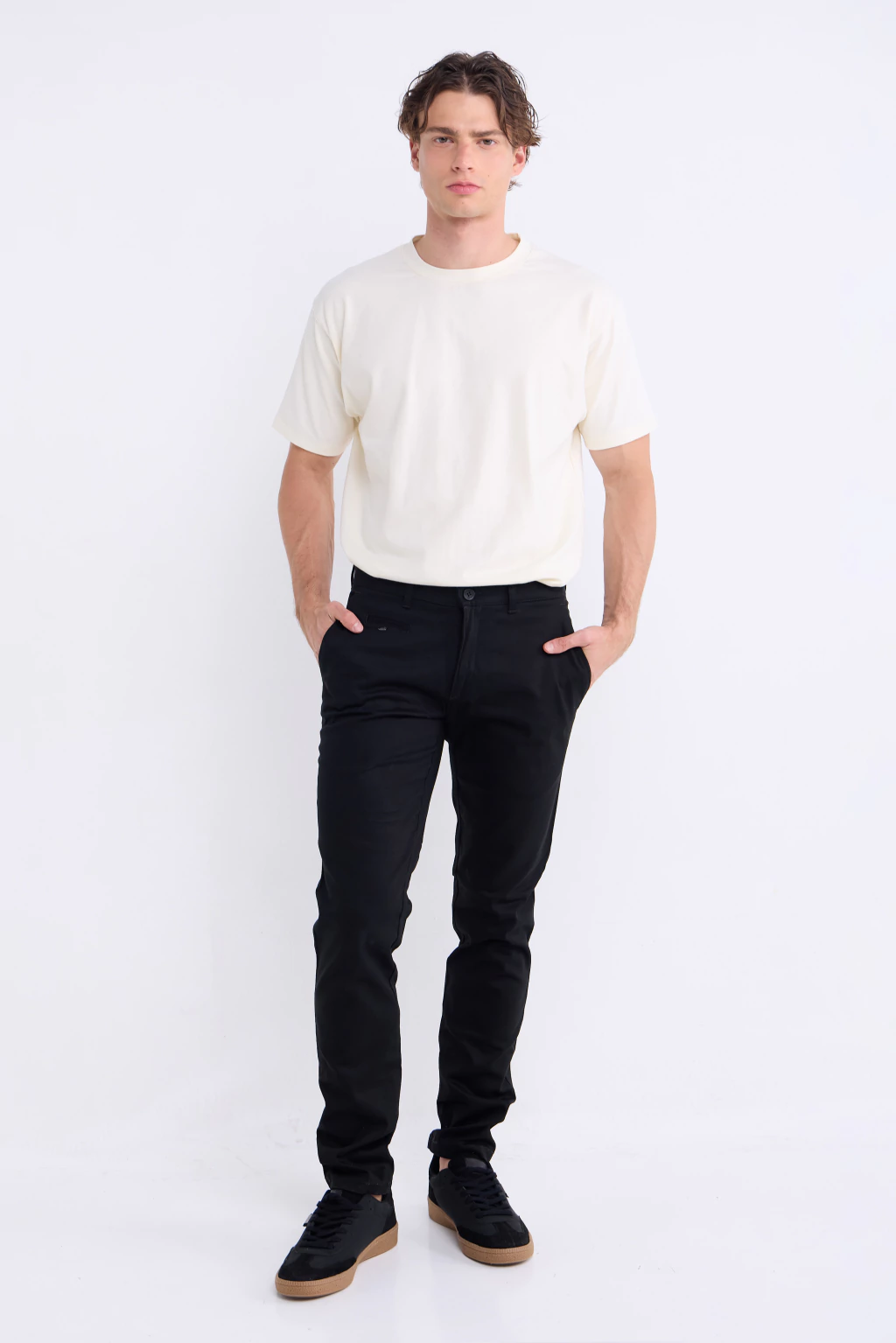 Pantalon Plat Gabardina Negro 2203