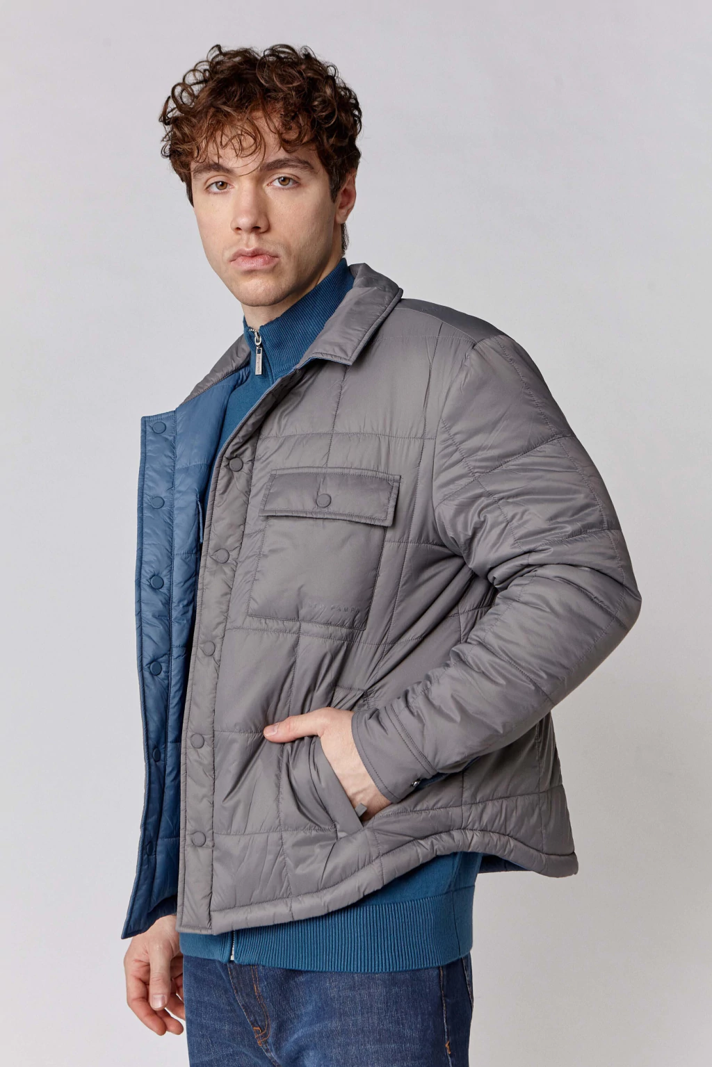 Campera Reversible Siames Gris Azul